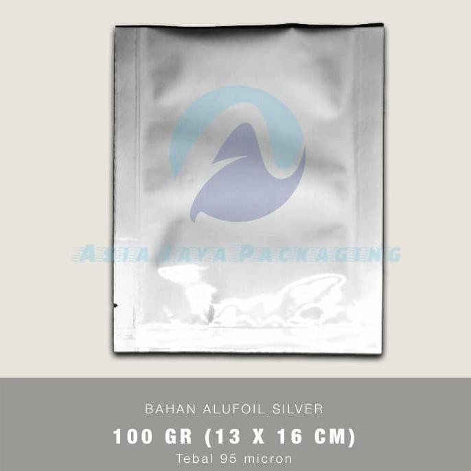 KEMASAN ALUMINIUM FOIL SACHET 13 CM X 16 CM (100GR) SILVER