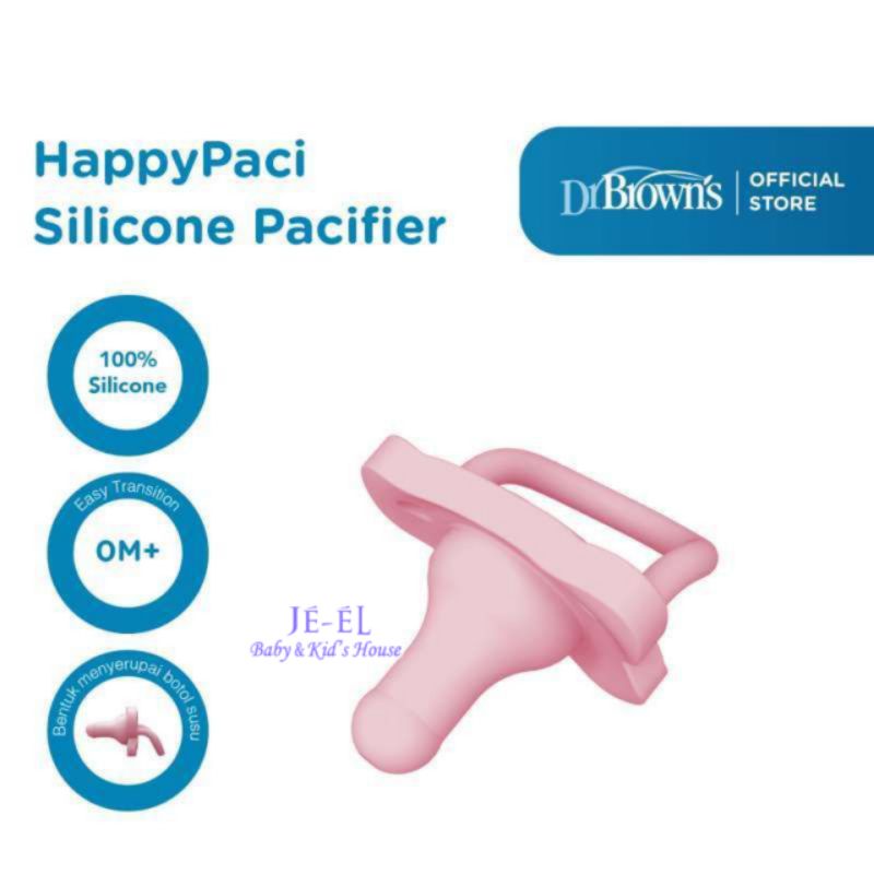 Dr Brown's Happy Paci One-Piece Silicone Pacifier / Kompeng Silikon Dr Brown's