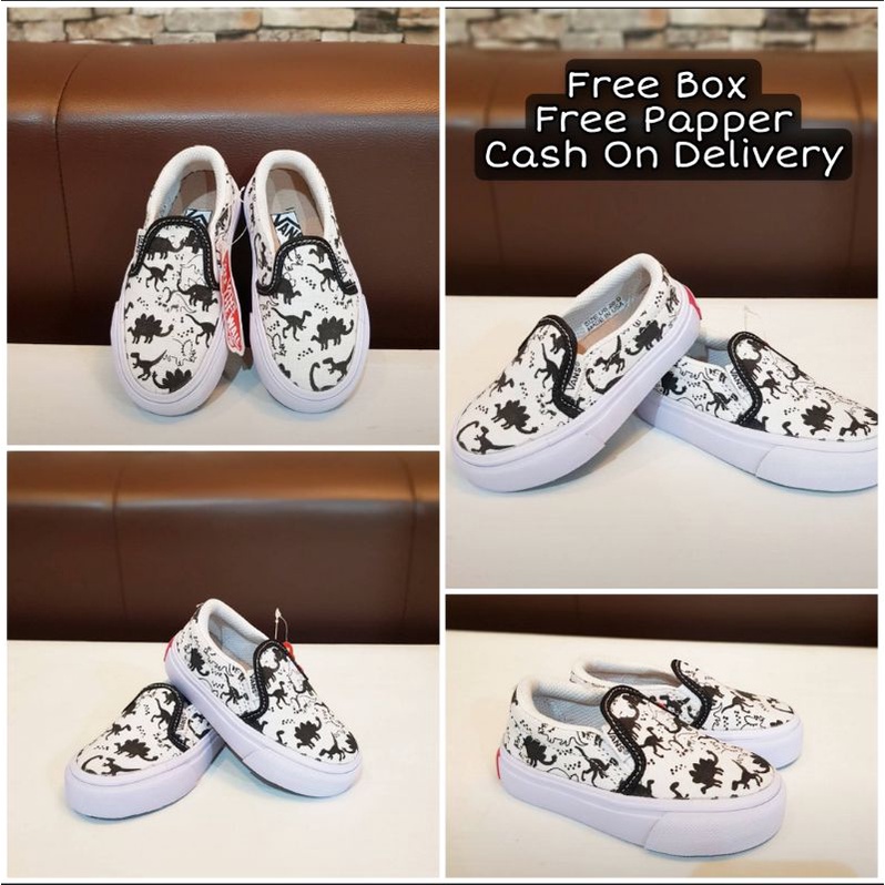 Sepatu Anak Laki Dan Sepatu Anak Perempuan Vans Slip On Dino Size 16 - 35 Premium Quality