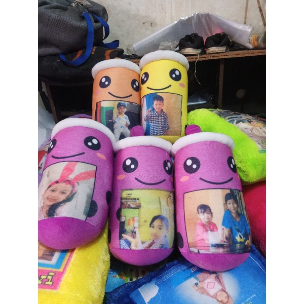 Boneka Boba Bantal Boba Lucu Viral Bisa Pakai Foto Size L 40cm