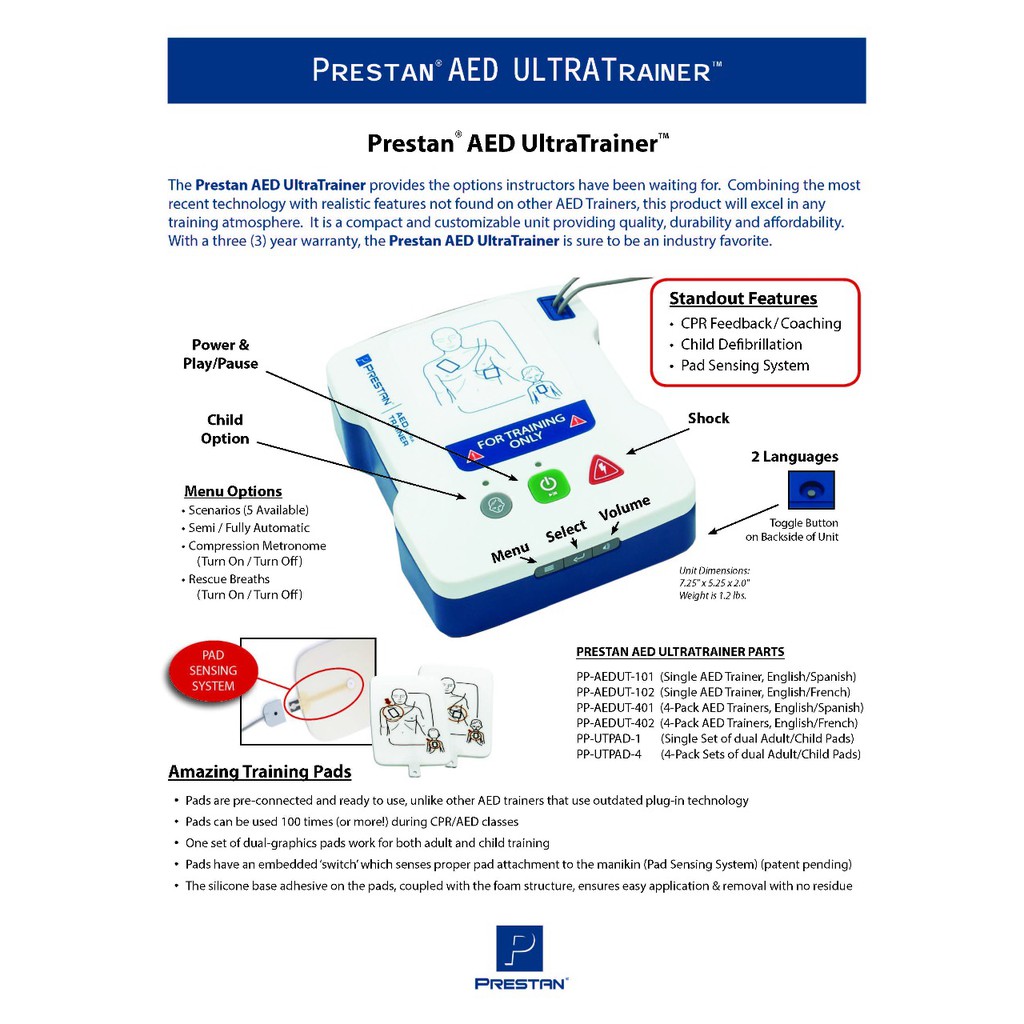 AED ultra trainer PRESTAN