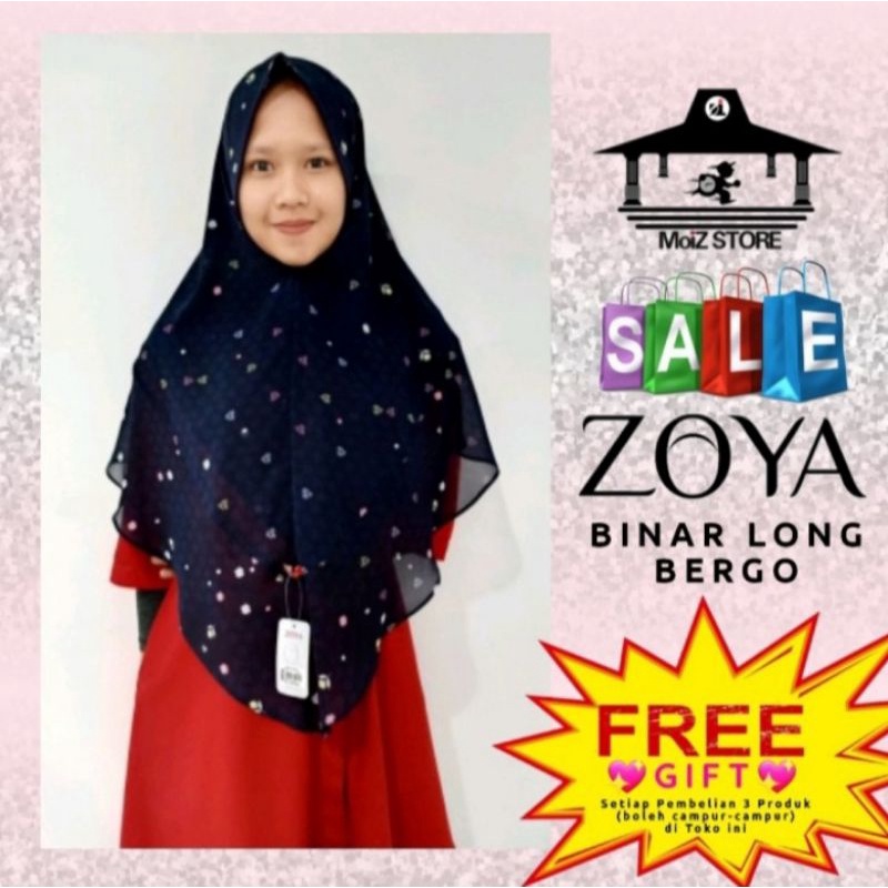 Zoya Binar Long Bergo Jilbab Hijab Bergo Kerudung Krudung Polos Zoya Instan Instant Langsung Zoya Po