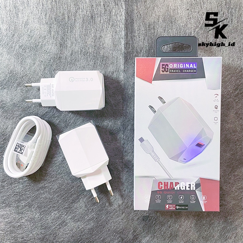 【CA010】[GROSIR/COD]Skyhigh Charger 3A 45W Travel Adaptor Colokan USB 1 Port LED T5 QC3.0 Quick Charging