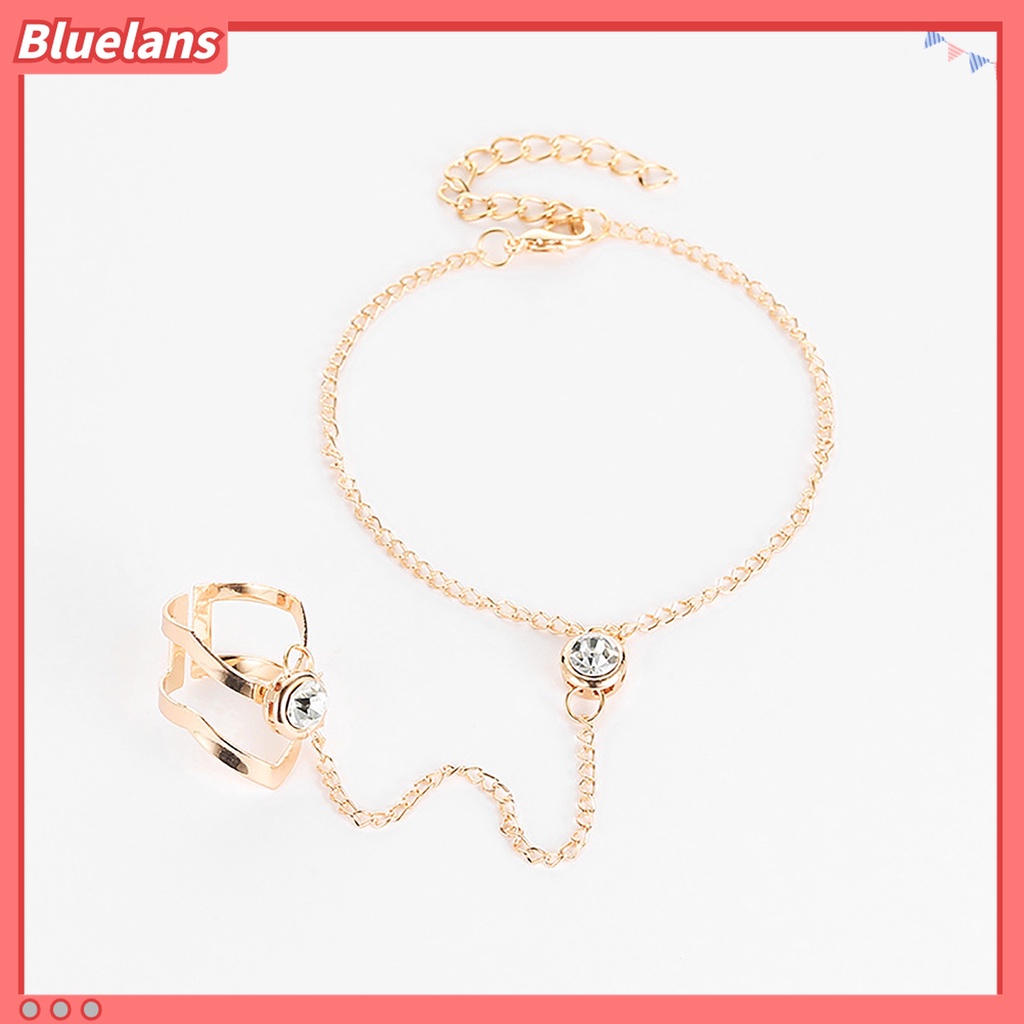 Gelang Cincin Rantai Berlian Imitasi Bentuk Geometris Warna Solid Bahan Alloy Untuk Wanita
