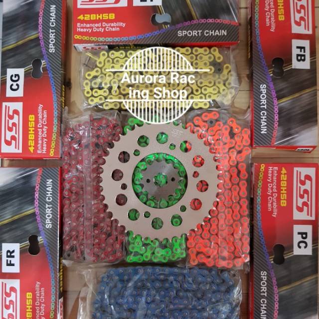 Gear Set SSS Vixion Old & Rantai SSS 428 HSB Colour Series