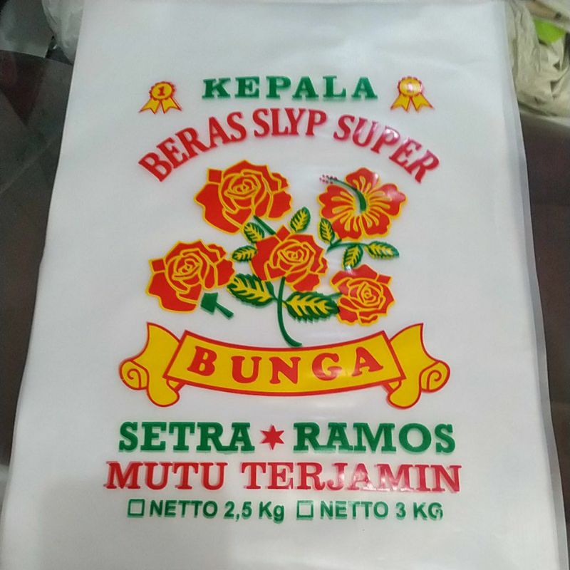 

Plastik beras bunga setra ramos 2,5kg dan 3kg