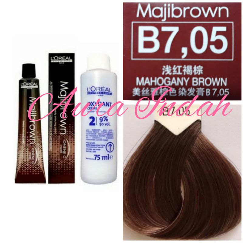LOREAL MAJIBROWN NO. B7.05 MAHOGANY BROWN & OXYDANT 75ML