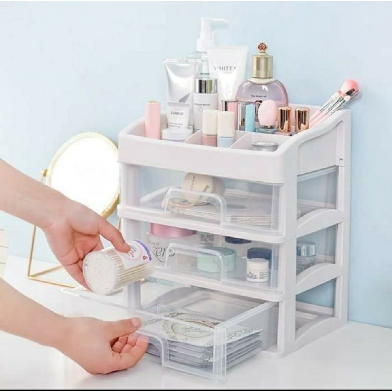 Rak Kosmetik Laci Kosmetik Plastik 3 Susun - Rak Makeup Organizer