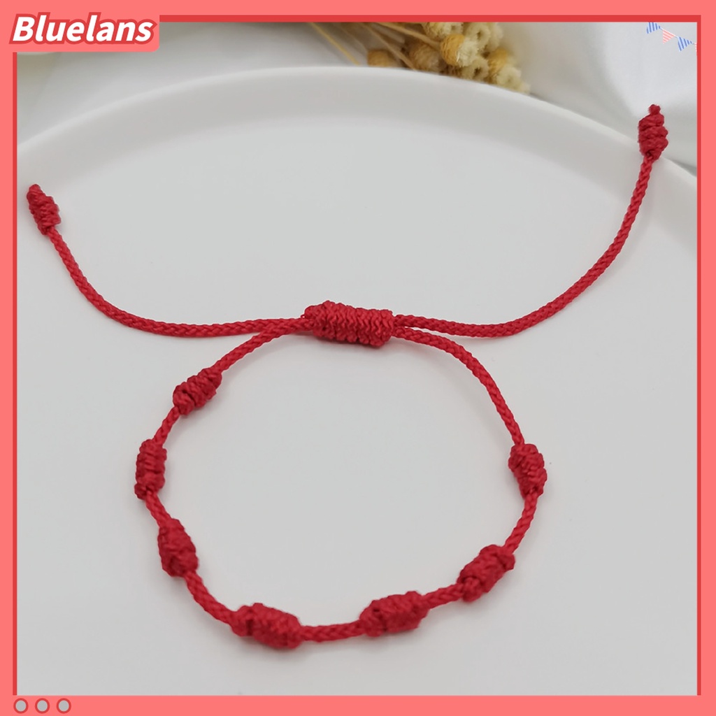 2 Pcs Gelang Tali Jimat Pelindung 7 Simpul Warna Merah Untuk Hadiah Tahun Baru