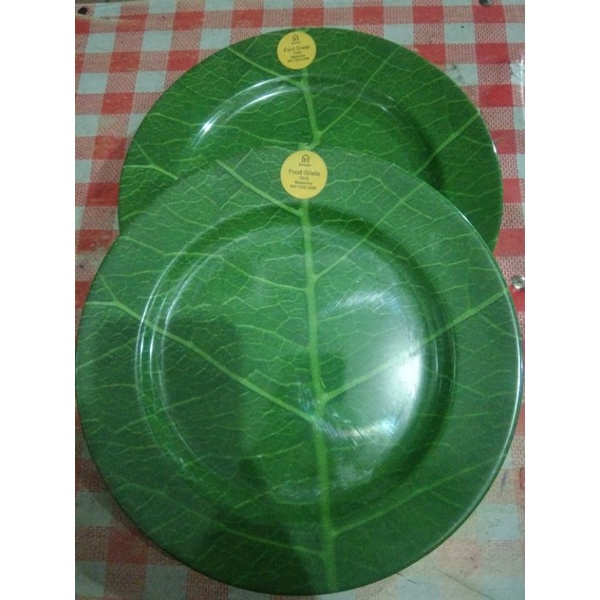 Piring Melamin Bulat Motif Daun Jati / Pisang