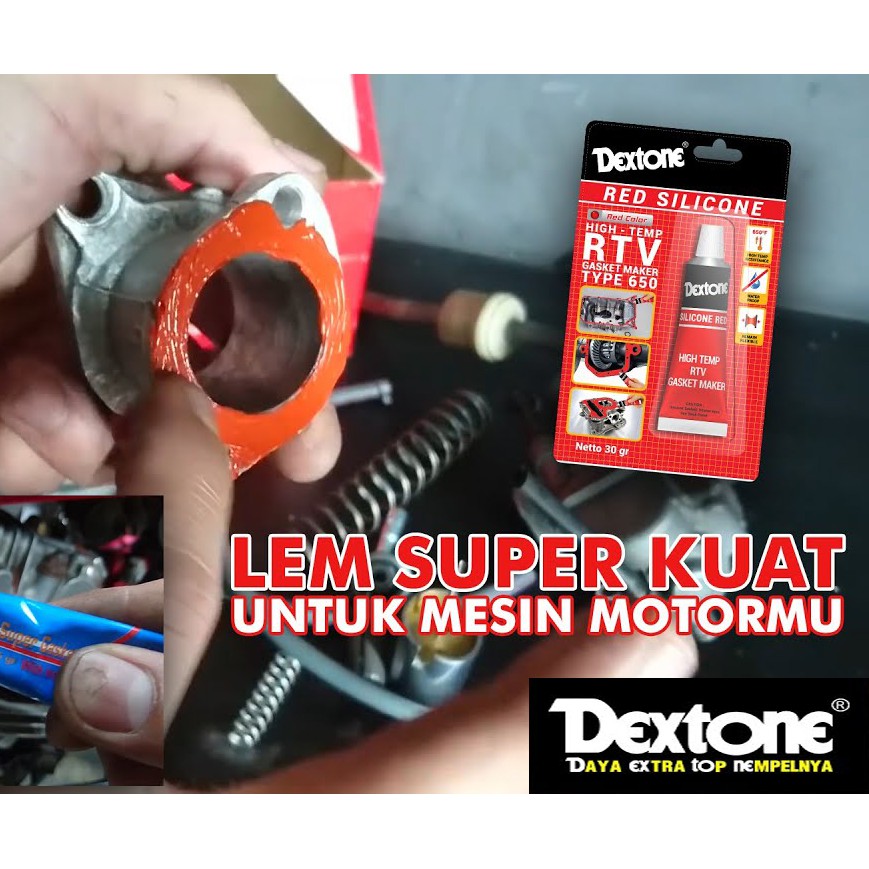 Lem Dextone Silicone Red 70Gram Sealer Auto Mesin Mobil Motor Industri Besi Baja Stainless Kuningan