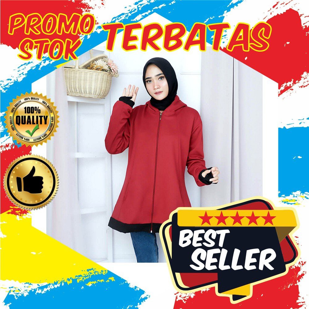 jaket sweater muslimah wanita korea korean style maroon Limited