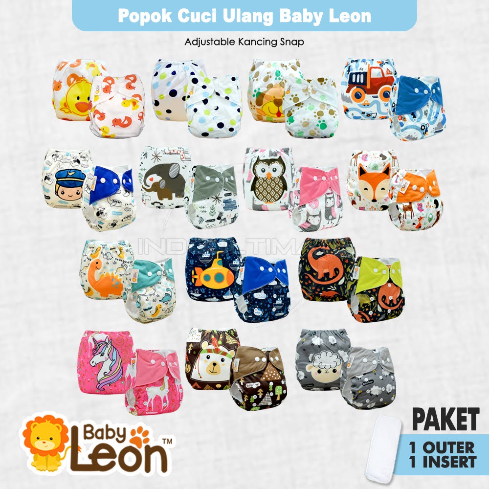 Clodi Popok Cuci Ulang Motif + FREE INSERT BY-82 / BY-830 / BY-831 Cloth diaper Popok Kain Cuci Ulang Bayi