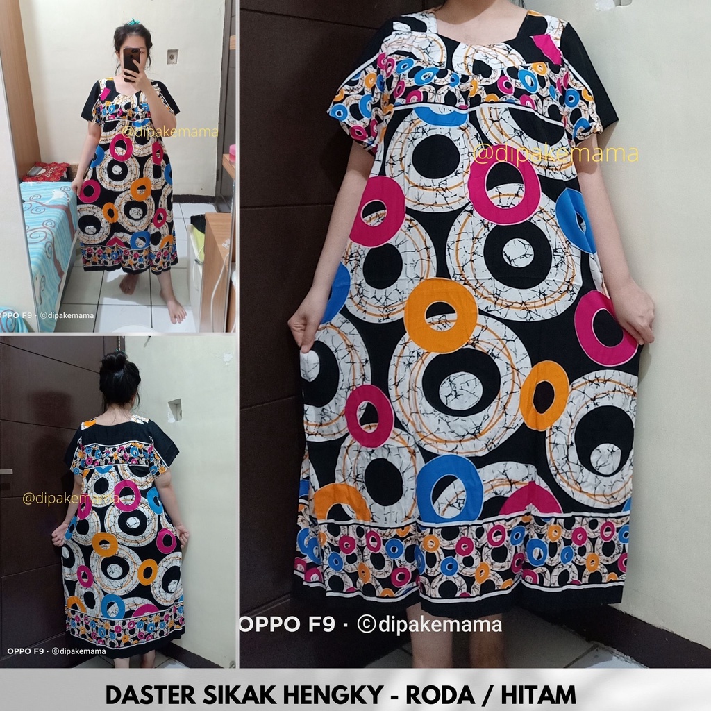 Daster Hengky Sikak ANYELIR TERBARU SEPATU BINTANG roda Baju Tidur Daster Batik Murah Harga Pabrik DASTER WANITA TERLARIS-RODA-HITAM