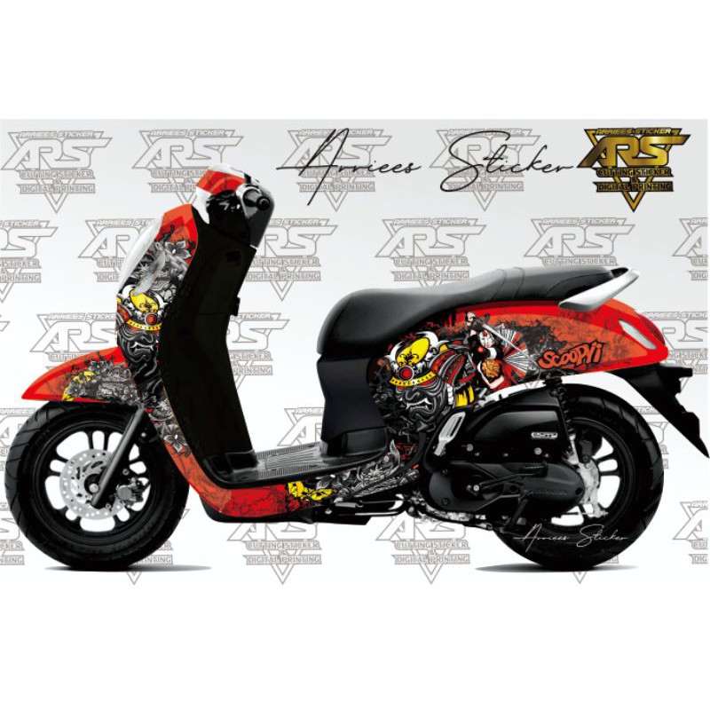 DEKAL SCOOPY 2021 FULL BODY + DASBORT DEPAN-BELAKANG - DECAL SCOOPY FULL BODY SAMURAY JAPAN