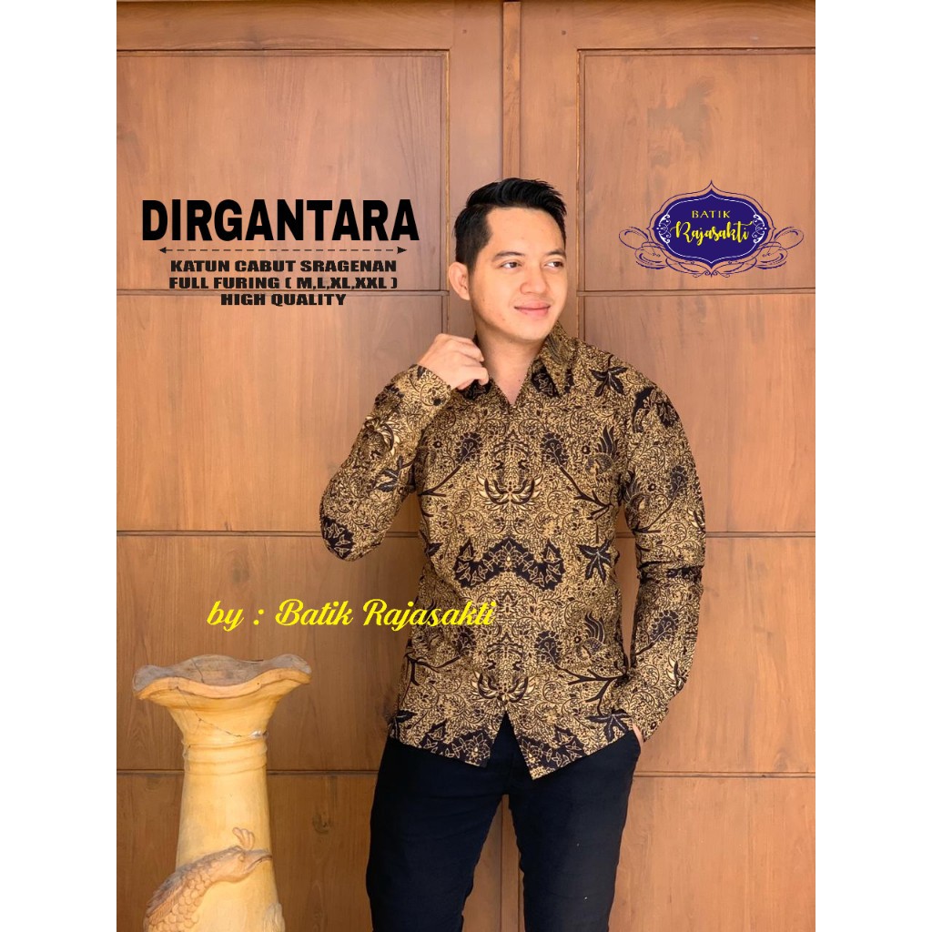 DIRGANTARA Kemeja Batik Pria Full Furing Katun Sragenan