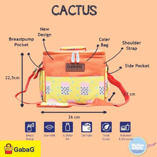 Cooler Bag GabaG Cactus Florest Sling Series Free 1pcs Ice Gel