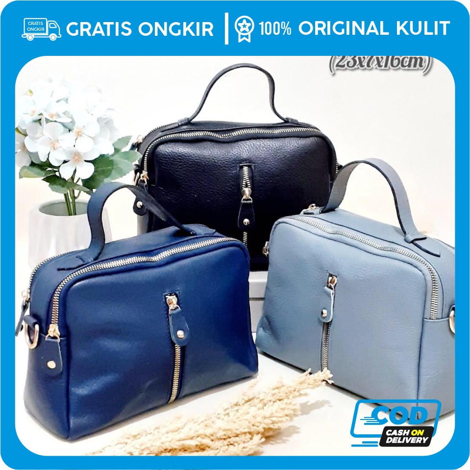 Tas kulit 2 in 1 tote bag tas slempang kulit tas wanita tas papirut garut tas kulit asli Tas selempa