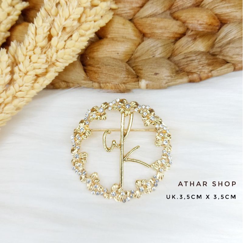 Bros B,bross button,pin Bros buttonscarves-Wk bulat gold