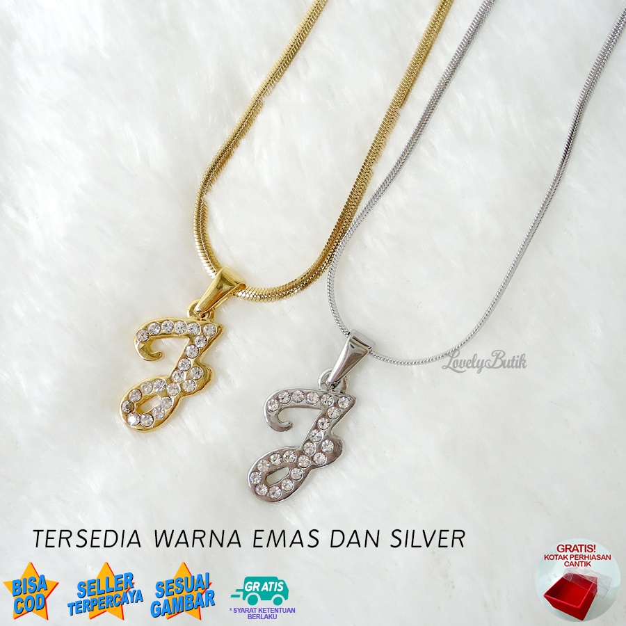 Lovelybutik - Kalung Inisial Huruf Titanium anti karat Kalung hurup Abjad Alphabet Ins J Klasik Bonus Kotak Perhiasan