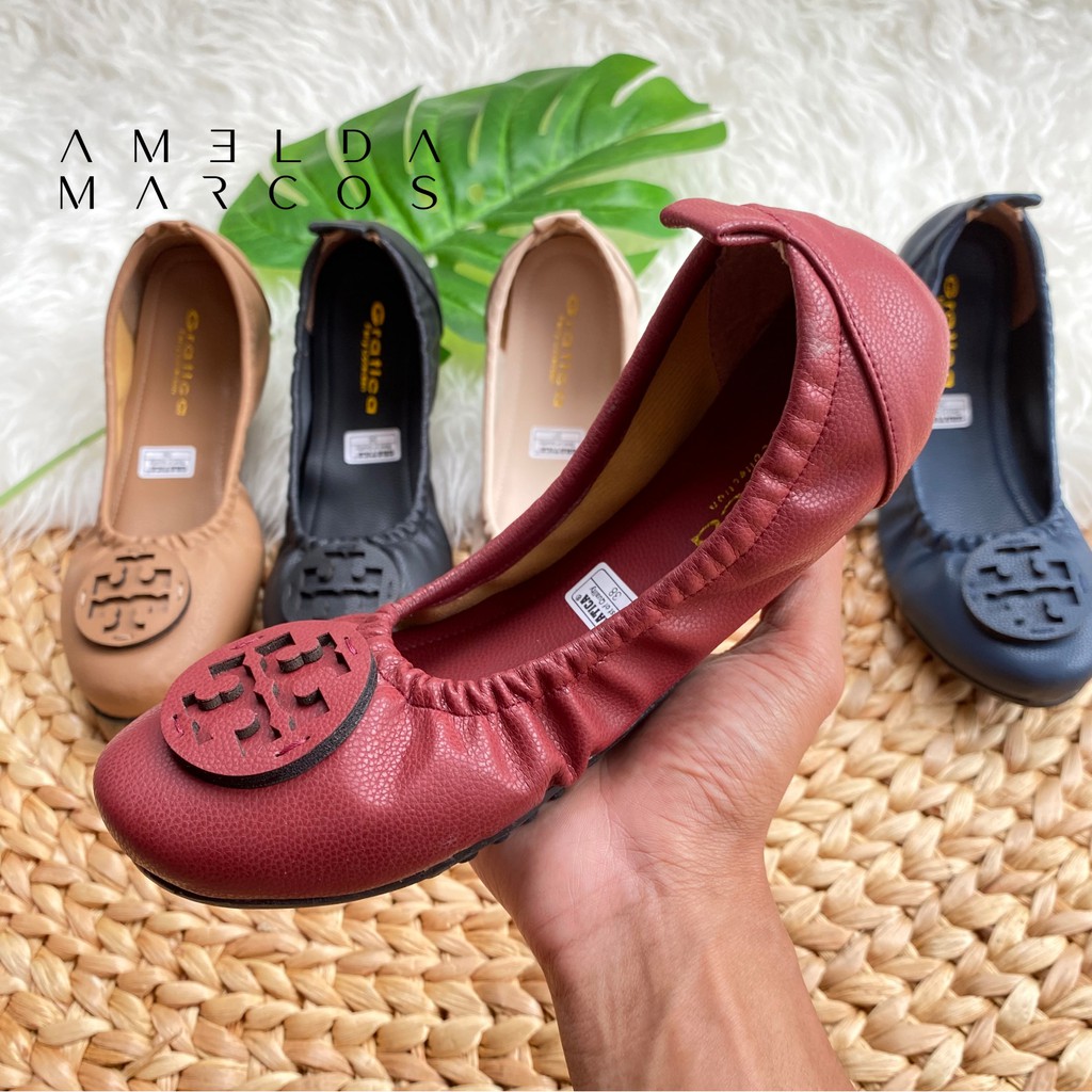 Sepatu Wanita Flatshoes Karet Model Variasi Bahan Sintetis