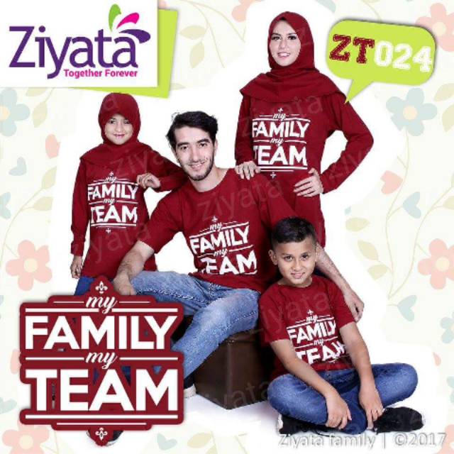 KAOS COUPLE KELUARGA ZIYATA ZT24 MERAH / Baju Couple Keluarga Muslim / Kaos Couple Pasangan Keluarga