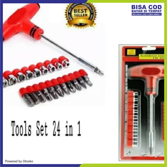 Obeng set Motor ketok sock palu kunci T 24 Pcs Screwdriver Multifungsi