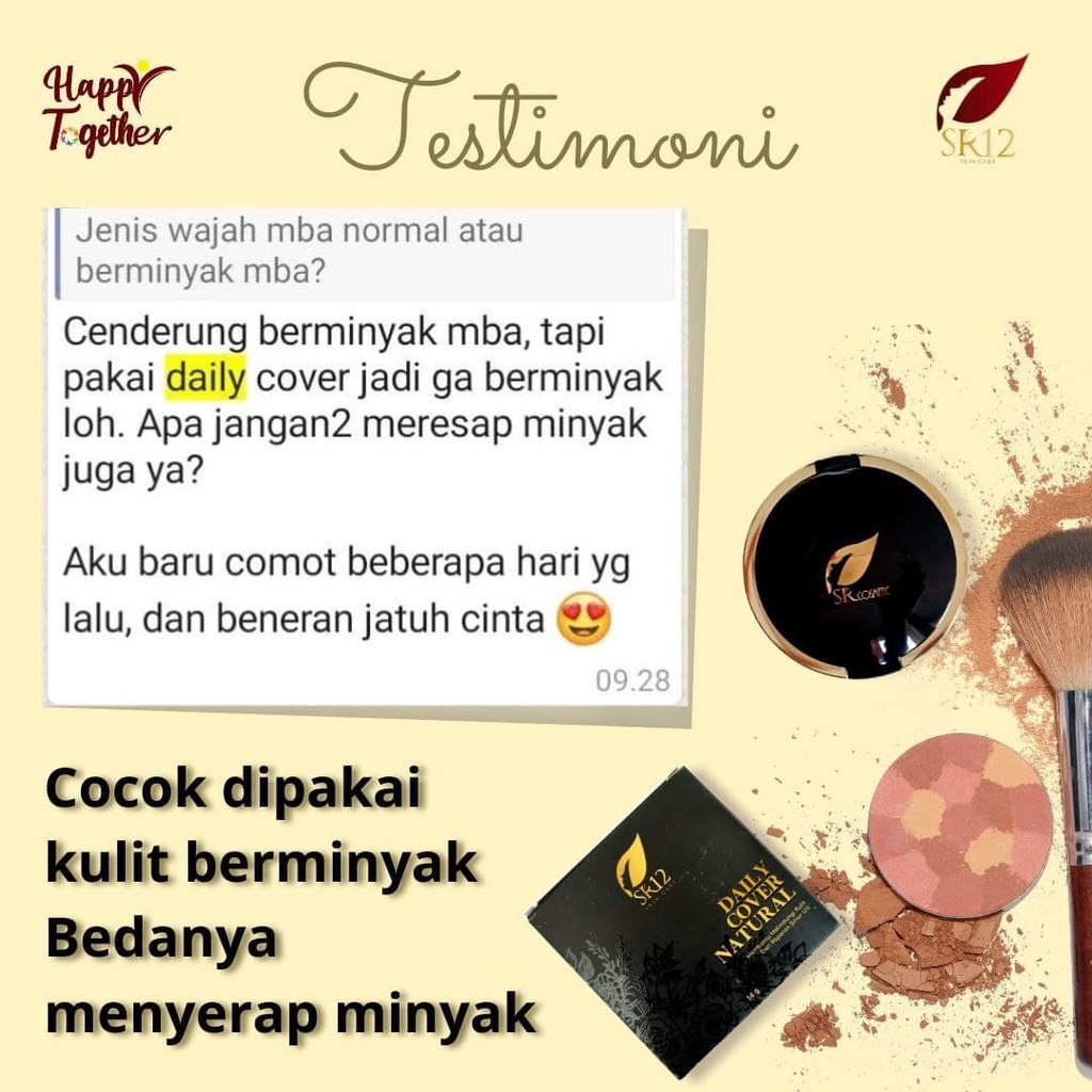 Daily cover beige Sr12 Bedak padat Menutupi bekas jerawat Melindungi kulit dari paparan sinar UV Tahan lama Berspf 14 Kosmetik wajah 14g Bpom Original Berkualitas Murah Terlaris Cod Daily Cover Natural 14gr Saudagarsr12