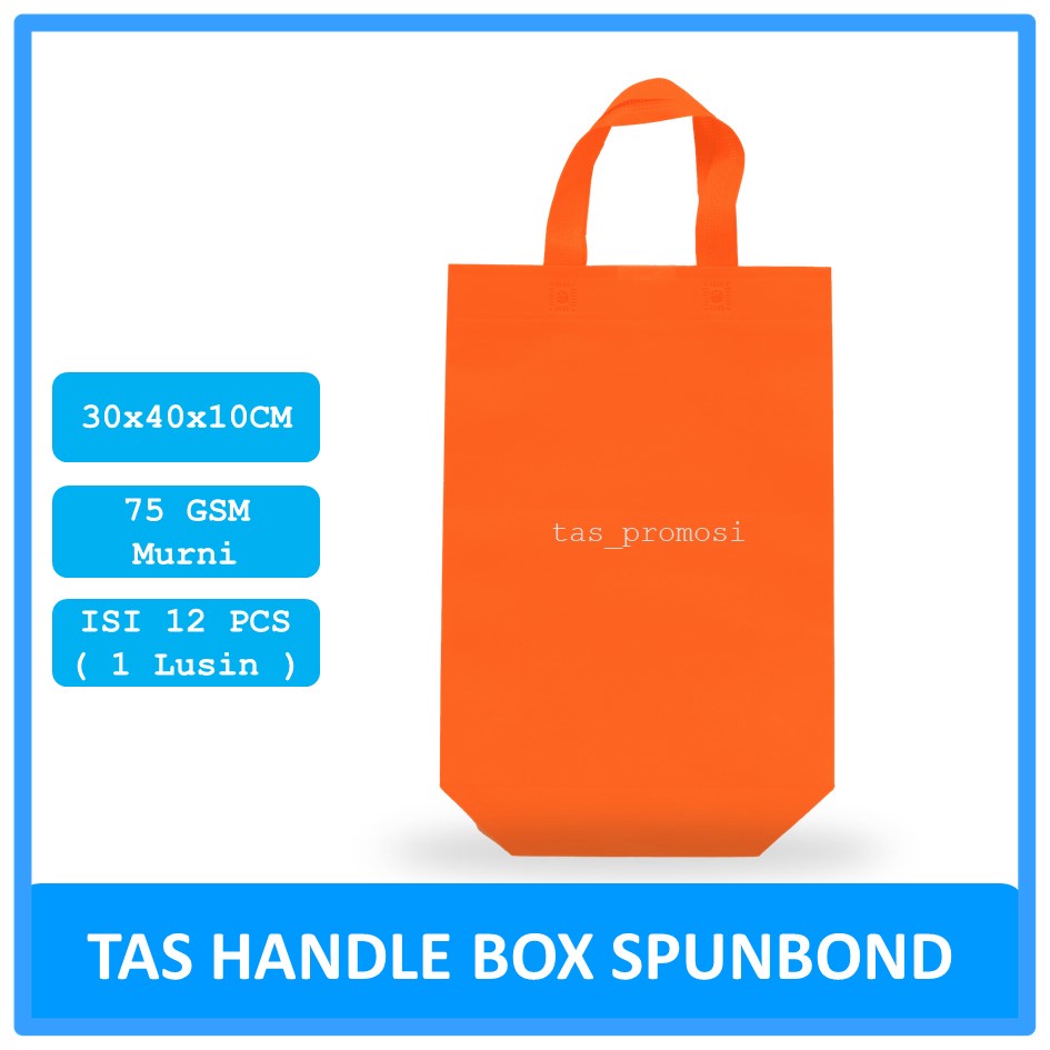 Goodie Bag Spunbond Box 30x40x10 Orange Lusin / Tas Spunbond Polos