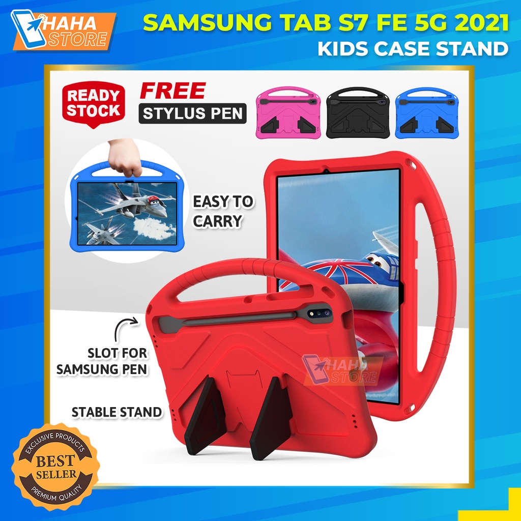 samsung galaxy tab s7 fe 5g 2021 sm t730 t736b protective case kid stand sarung casing anak kesing