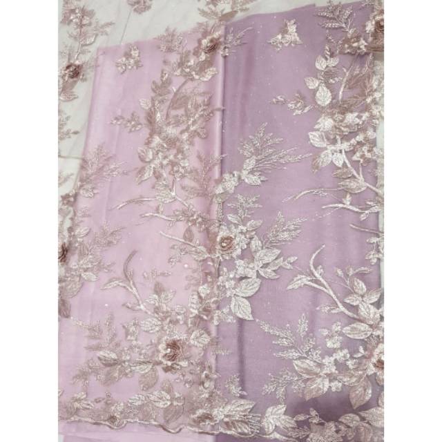 Tille Brokat 3D Mawar Mutiara Cantik Elegan