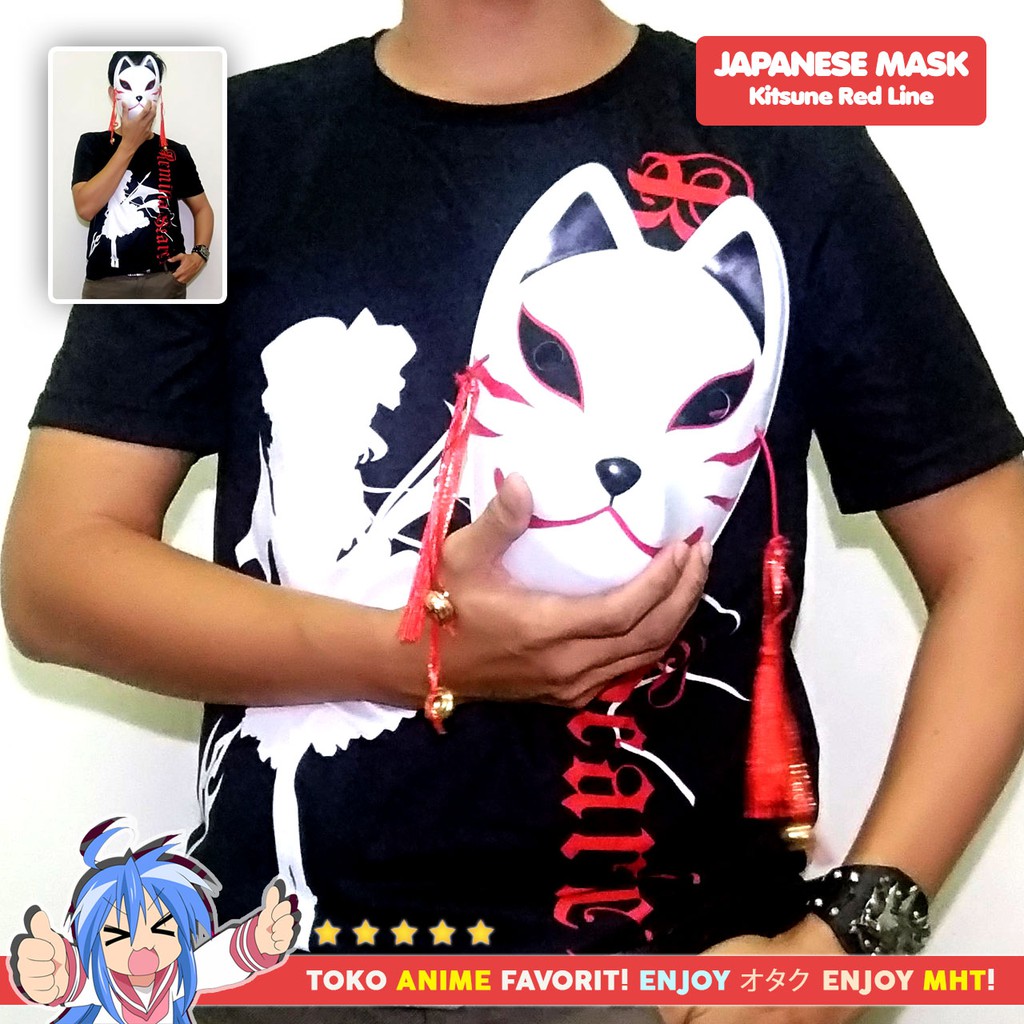 Topeng Anime Jepang Rubah Kitsune Red Line Mask Cosplay