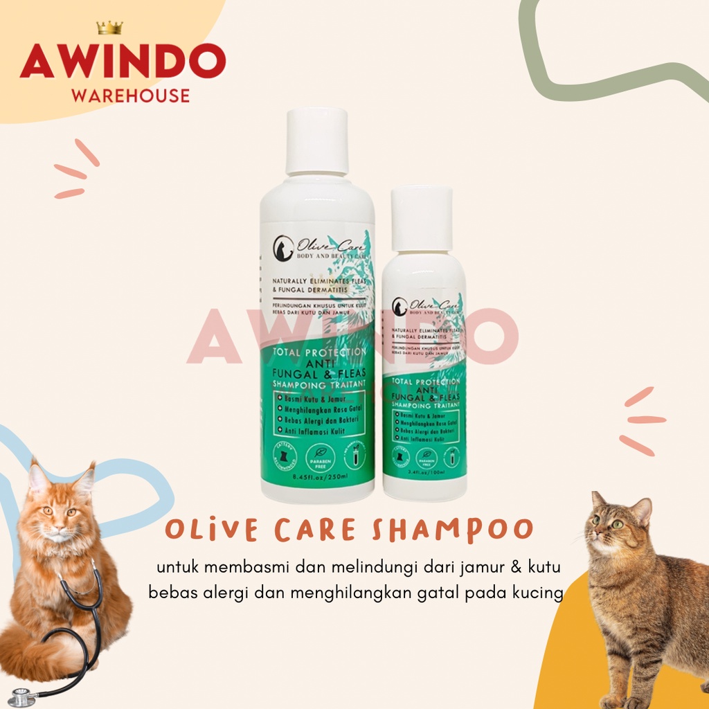 OLIVE CARE ANTI FUNGAL FLEAS - Shampo Kucing Anti Kutu Jamur Scabies Parasit Alergi Radang Kulit