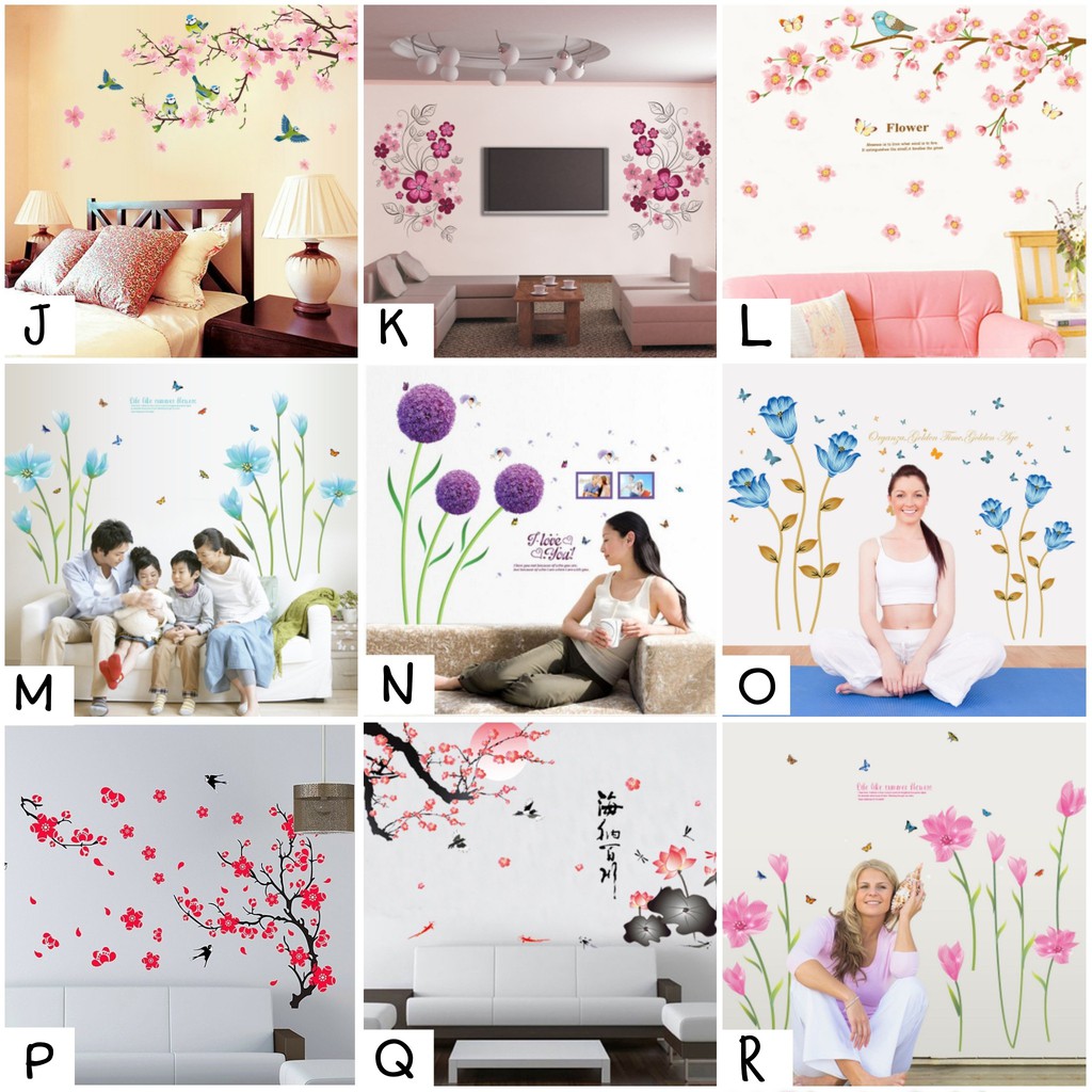 Reliza Wall Sticker Bunga Sakura Flower Matahari Lily Stiker Dinding LDR33