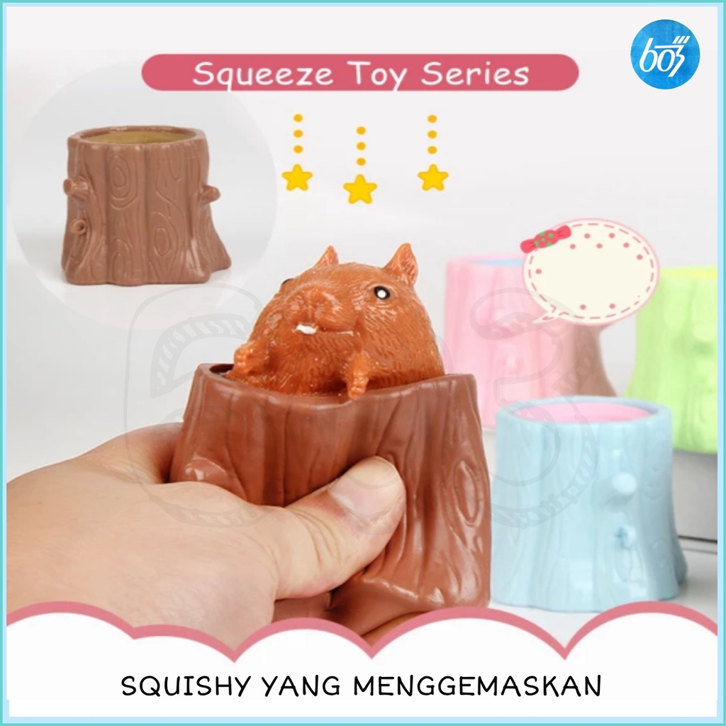 Mainan Pop it Squishy Pohon Tupai Karet Silikon / Mainan Tupai Lucu Remasan / Mainan Penghilang Stres dan Gelisah