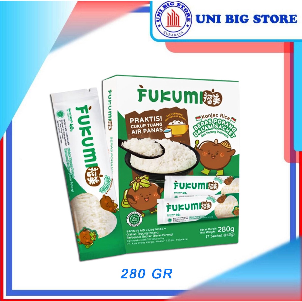 

Fukumi Beras Porang Konjac Shirataki Rice Sachet 1 Box 280 gram