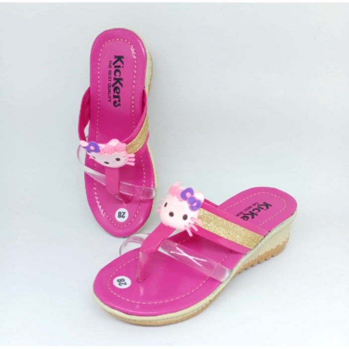 Sandal Anak Perempuan Kickers Jepit Wedges 26 - 35 HK Hak 3 Cm Casual Fashion N13