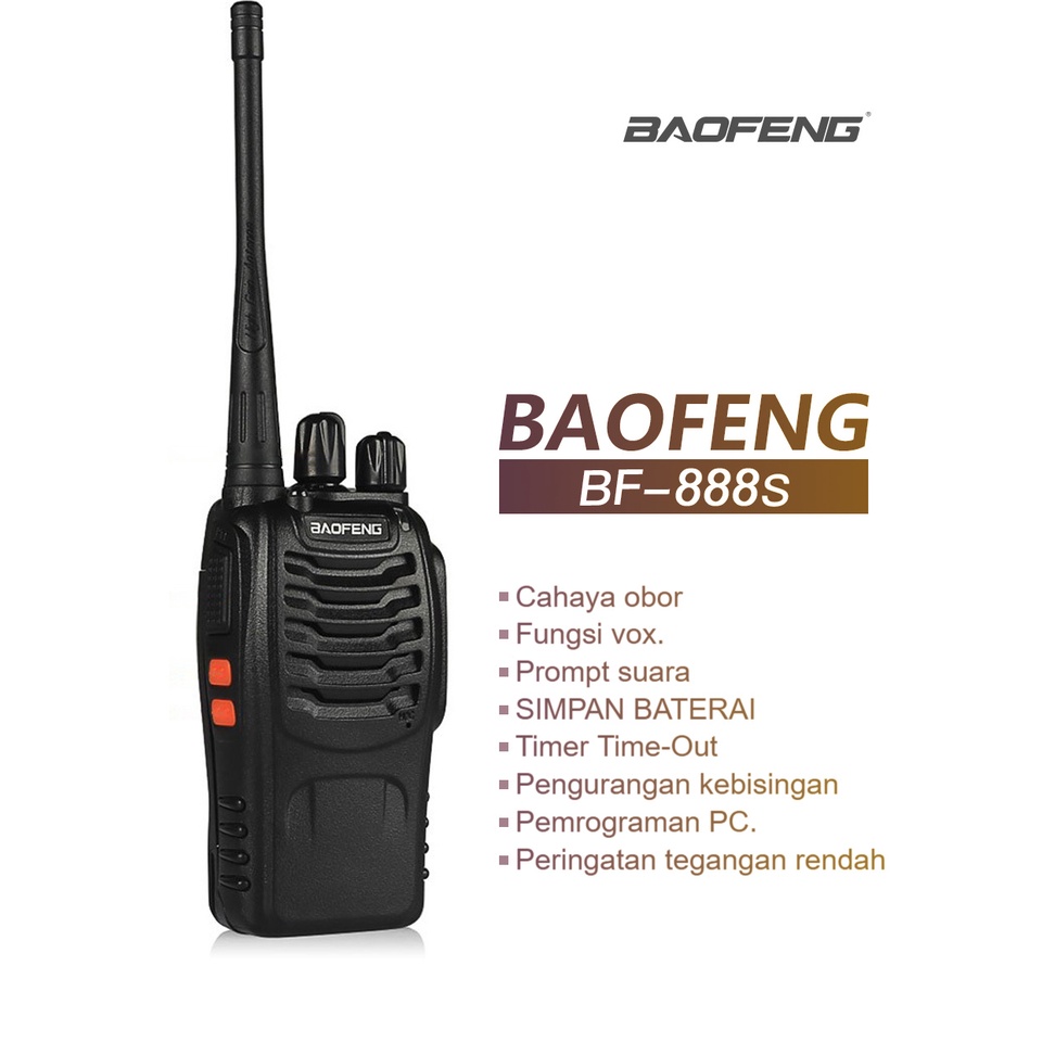 ITS Handy Talky Original BAOFENG BF 888s HT 1Set Sudah Termasuk Headphone Charger Walkie talkies Jarak Jauh 5KM Walkie talkie