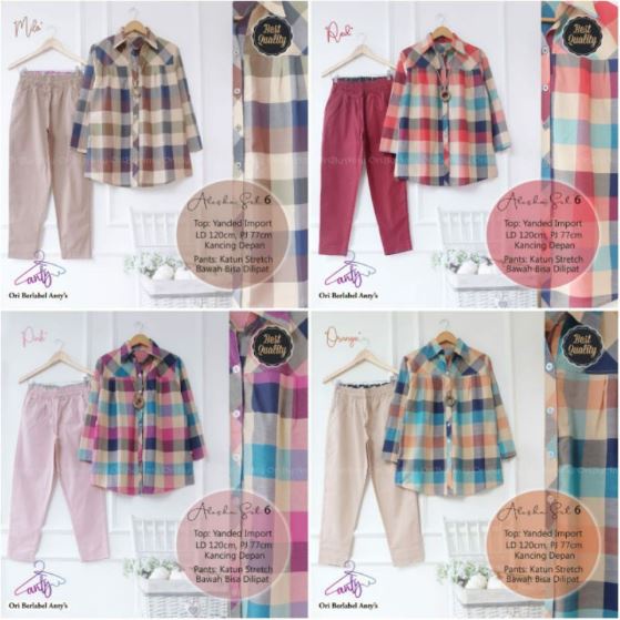 SETELAN JUMBO WANITA LD 120 KOTAK- KOTAK ALESHA SET BY ANTY HIJAB FASHION ORI SOLO