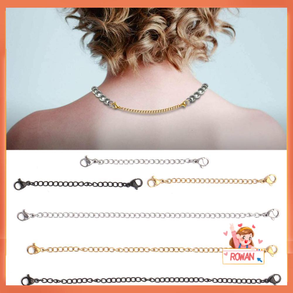 ROW Durable Extender /Safety Chain Extender 6'' Jewelry Accessories Necklace Bracelet Lobster lock 3'' Gold Silver Black Jewelry Findings &amp; Components Stainless Steel Extender Chain DIY/Multicolor