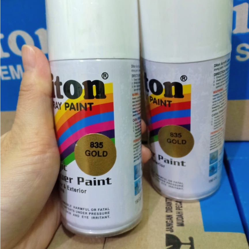 DITON Spray Paint Acrylic Lacquer Paint Pilox Cat Semprot - 835 Gold / Emas (150cc/Kecil)