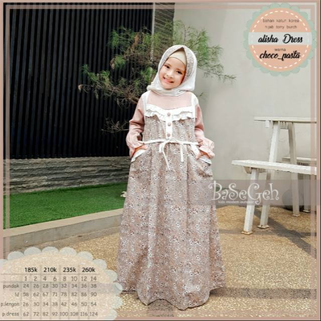Gamis anak Basegeh, gamis katun anak, gamis anak lucu, gamis cokat