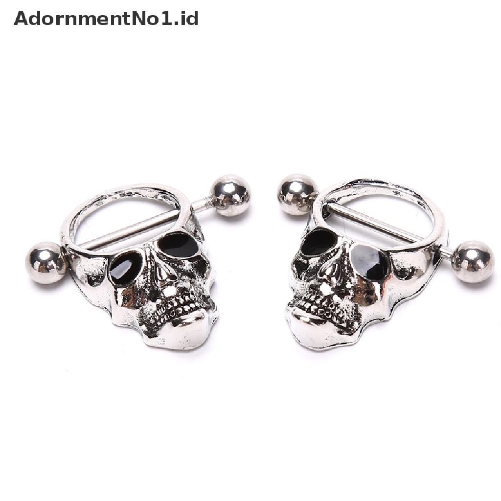 (AdornmentNo1) Anting Tindik Puting Bentuk Tengkorak Bahan Stainless Steel Untuk Wanita