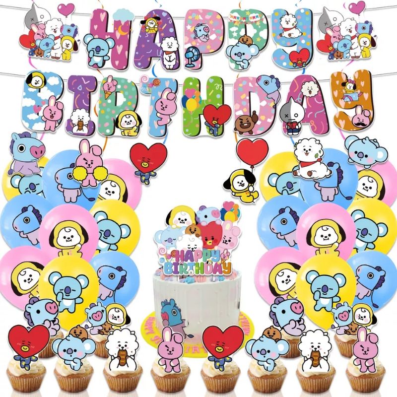 BT 21 Paket perlengkapan dekorasi pesta ulang tahun BT 21 birthday decoration perlengkapan ultah ana