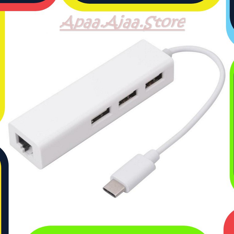 Bayar Ditempat USB Type-C Lan Adapter with 3 Port USB Hub