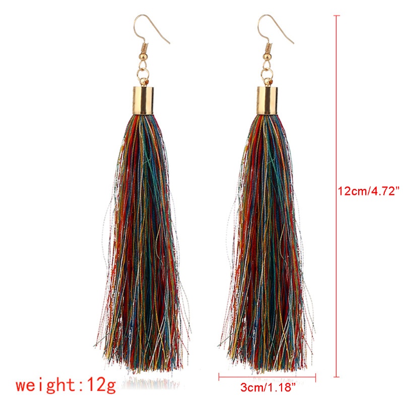 SIY  16 Pairs/Bag Tassel Earrings Women Jewelry Long Drop Bohemian Dangle Mixed Color