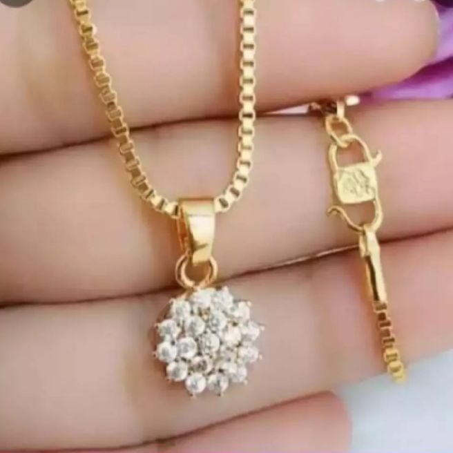 kalung italy liontin permata perhiasan titanium asli lapis emas 24 k imitasi Anti luntur Anti karat