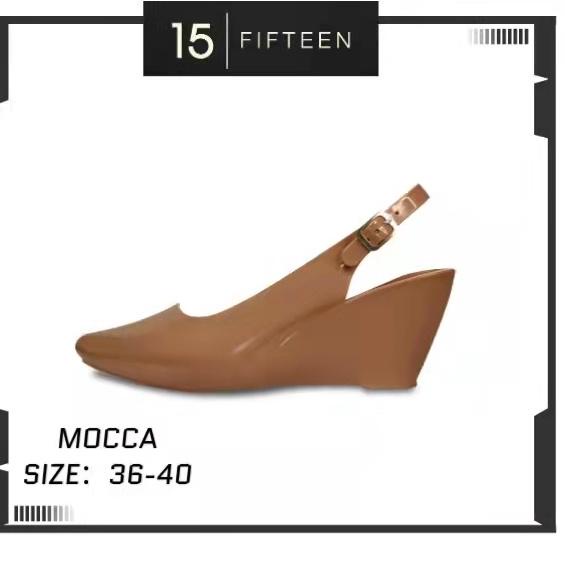 J46M 15 SHOP --- Sepatu Tali Wedges Wanita Glossy Tinggi Jelly Shoes Wanita / Miuccia