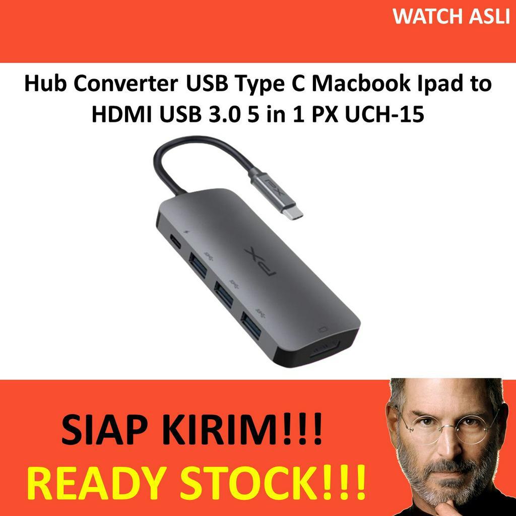 Hub Converter USB Type C Macbook Ipad to HDMI USB 3.0 5 in 1 PX UCH-15