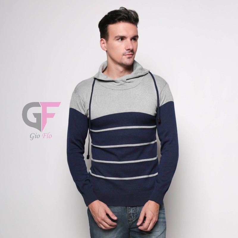 GIOFLO Pakaian Rajut Sweater Outfits Pria Rajut Abu / SWE 643